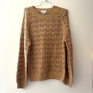 Vintage Tan Knit Lace Sweater